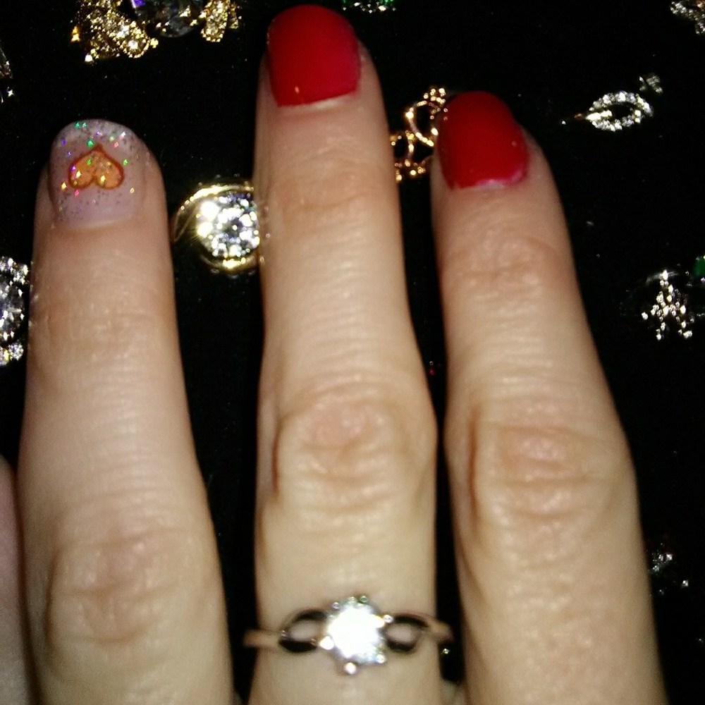 Valentine's gift silver plated ring with clear cz